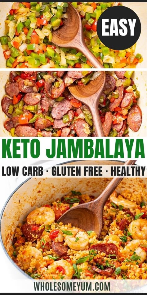 Low Carb Keto Jambalaya Recipe Jumbolia Recipes, Low Carb Jambalaya Recipe, Low Carb Jambalaya, Keto Jambalaya, Healthy Jambalaya, Sausage Shrimp, Healthy Low Carb Dinners, Low Carb Low Fat Recipes, Healthy Version