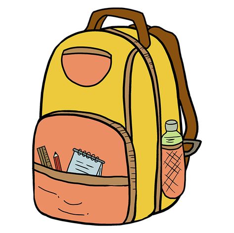 How to Draw Backpack Step 10 Cartoon Backpack Drawing, School Bag Illustration, School Bag Drawing, Draw Backpack, Drawing Backpack, Backpack Illustration, Roller Backpacks, Backpack Drawing, Bag Drawing