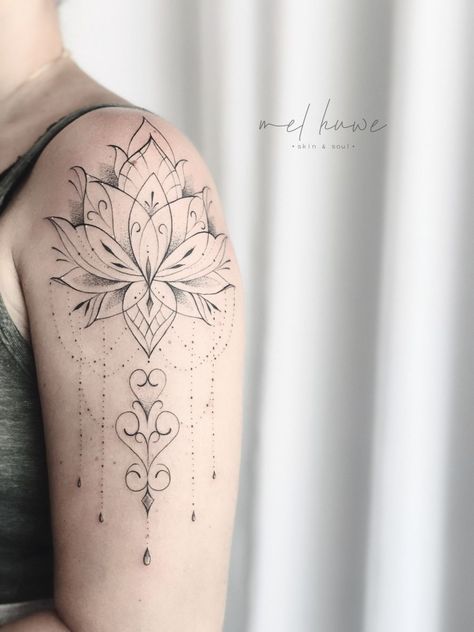 Lotus Flower Shoulder Cap Tattoo, Shoulder Lotus Flower Tattoo, Peony And Lotus Flower Tattoo, Lotus Half Sleeve Tattoo, Lotus Flower Shoulder Tattoo For Women, Lotus Mandala Tattoo Shoulder, Lotus Shoulder Tattoo, Lotus Shoulder Tattoos For Women, Lotus Flower Shoulder Tattoo