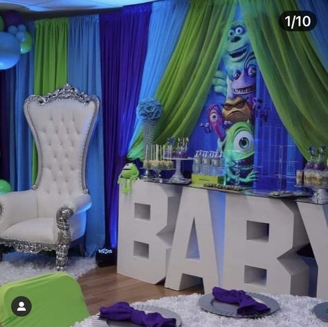 Monster Inc Baby Shower Ideas, Monsters Inc Decorations, Monsters Inc Baby Shower, Monsters Inc Baby, Monster Baby Showers, Papa Baby, Disney Baby Shower, Monster Inc, Monsters Inc