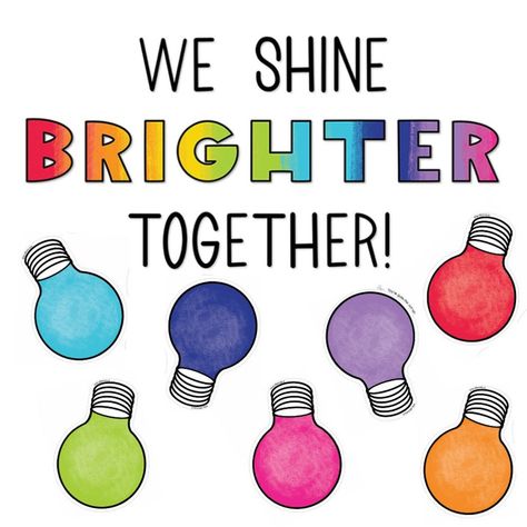 Educational Doodles, We Shine Brighter Together, Classroom Theme Decor, Teacher Classroom Decor, Happy Light, Happy Lights, Classroom Makeover, Printable Classroom Decor, Classroom Rug