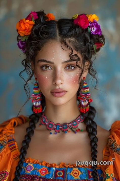 Mexico Braids, Mexican Braids, Mexican Hairstyles, Small Box Braids, Mexican Fashion, Flowers In Her Hair, Long Layered Haircuts, Classic Hairstyles, Hair Detangler