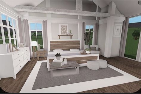 Modern Bloxburg Bedrooms, Bloxburg Bedroom Ideas Modern, Bloxburg Master Room Ideas, Bloxburg Teen Room, Bloxburg Teen Room Ideas, Teen Room Ideas, Bloxburg Interior, Bloxburg Building, Bloxburg Bedroom