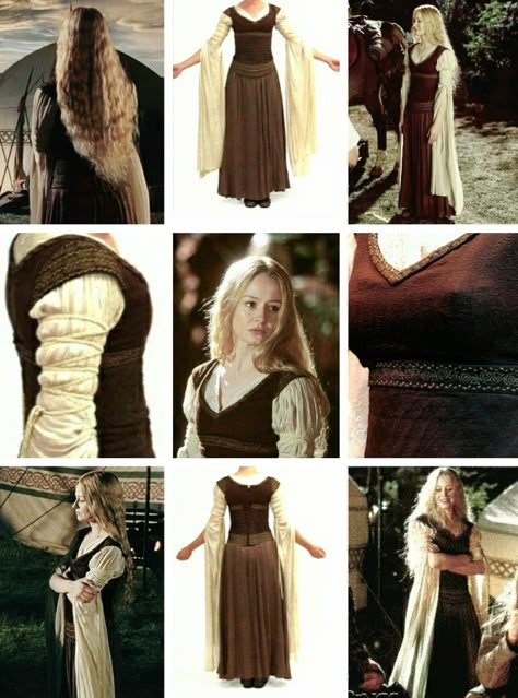 Lord Of The Rings Dress Elves, Lotr Women Costume, Middle Earth Clothing, Womens Lord Of The Rings Costume, Eowyn Outfit, Lord Of The Rings Clothing, Eowyn Costume Diy, Lord Of The Rings Costume Ideas, Lord Of The Rings Outfit Inspiration