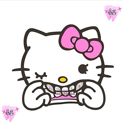 Hello Kitty Thumbs Up, Cashout Pfp, Different Hello Kitties, Trap Hello Kitty, White Hello Kitty Widgets, Hello Kitty Graphic Design, Thug Hello Kitty, Hello Kitty With Grills, Hello Kitty Grills