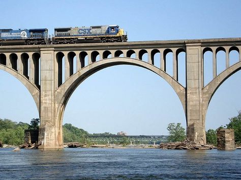 Infrastructure Architecture, Bridge Support, Train Bridge, Old Bridges, Bridge Construction, Railroad Bridge, Railway Bridges, Bridge Photography, James River