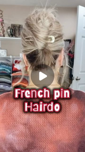 Suzy Turner 🔆 Makeup • Skincare • Hair 🔆 on Instagram: "Do we need more French pin hairstyles?? Oui Oui 😍 It just adds that classy touch!! #frenchpin #updohairstyles #hairtutorial #easyhairstyles #hairaccessories #hairdo #seintartist #listenboy #updos #hair #hairstyle #hairstyles" Hair Twist Short Hair, Casual French Twist Updo, Lazy Updos For Medium Hair, How To Use French Hair Pins Short Hair, Short Hair French Pin, Classy Hairstyles Short Hair, French Twist With Hair Pin, How To Use A Chignon Pin, French Roll Short Hair