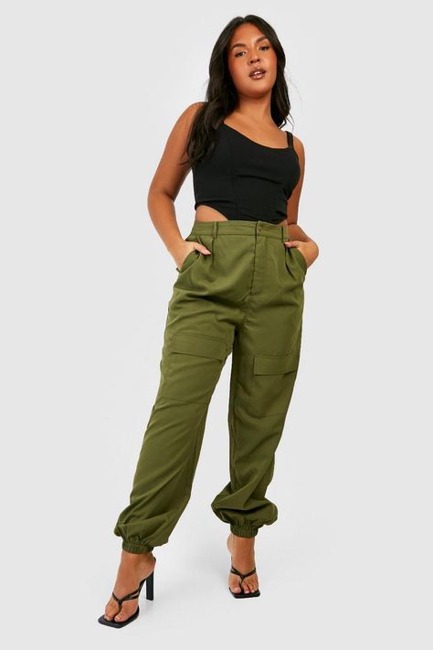 Plus Size Sweatpants, City Streetwear, Chunky Accessories, High Waisted Cargo Pants, Plus Size Joggers, Boys Swim Shorts, Cuffed Joggers, Green Cargo Pants, Style Cargo