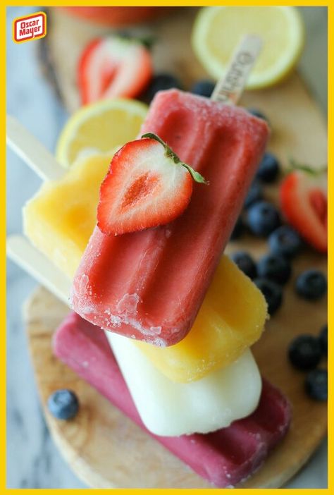 Fruit Pops ° Sponsored by Oscar Meyers Outshine Popsicles, Outshine Fruit Bars, Jello With Fruit, Frozen Fruit Bars, Smoothie Popsicles, Fruit Bars, Fruit Popsicles, Ice Cream Pops, Fruit Bar