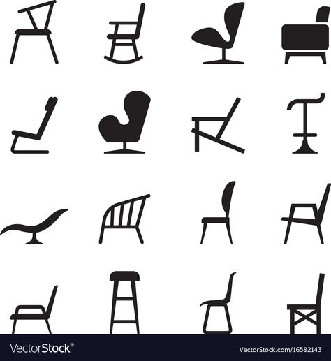 Chair icons Royalty Free Vector Image - VectorStock Chair Icon, Furniture Icon, Chair Illustration, Rocking Chair Redo, Chairs Logo, Woodworking Logo, Inspiration Logo Design, Reupholster Chair, Retro Chair