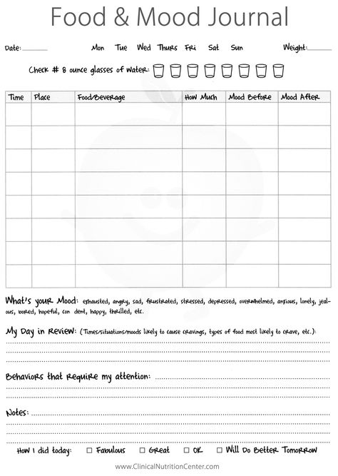 Printable journal pages to track food, water, and the effect of each meal on mood. Going to print these and put in my health binder! Health Binder, Therapy Handouts, Food And Mood, Food Journal Printable, Track Food, Food Journal Template, Fitness Journal Printable, Training Journal, Mood Journal