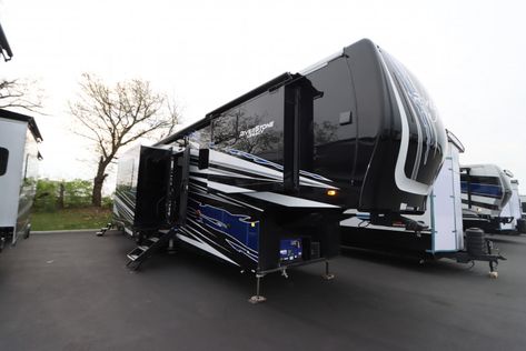 2023 Riverstone TH 4514BATH Toy Hauler (Fifth Wheel) by Forest River On Sale (RVN26254) 5th Wheel Toy Hauler, Toy Hauler Camper, Luxury Fifth Wheel, Fifth Wheel Toy Haulers, Fifth Wheel Campers, Truck Bed Camper, Fifth Wheel Trailers, Popup Camper, Hot Water System