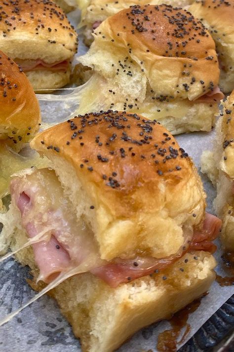 Poppyseed Sandwiches, Dollar Roll Sandwiches, Poppy Seed Sandwiches Hawaiian Rolls, Poppy Seed Sandwiches, Poppy Seed Ham Sliders Kings Hawaiian, Cook Like A Mother, Hawaiian Bun Sandwiches, Ham And Cheese Sliders On Hawaiian Rolls Without Poppy Seeds, Gawain Roll Sandwiches