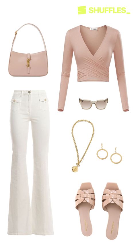 This stylish crossover crop top and white jeans is an elegant spring summer outfit. Can be worn: date, shopping, lunch , street wear, businesscasual , work, office , streetwear and more. #outfitinspo #summeroutfit #springoutfit #aesthetic #fashion Lunch Summer, Aesthetic Summer Fashion, Crossover Crop Top, Fashion Trend Board, Outfits To Wear, Over 50 Womens Fashion, Spring Aesthetic, Fashion Group, Create Outfits