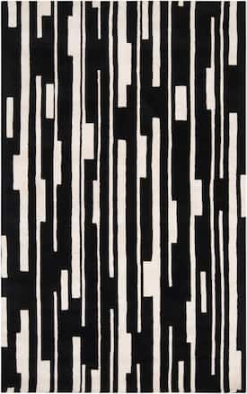 Surya Jet Black Modern Classics Candice Olson CAN1998 rug - Contemporary Rectangle 3' 3" x 5' 3" Graphic Rug, Candice Olson, Area Rug Design, Classic Home Decor, Surya Rugs, Black Area Rugs, Geometric Area Rug, Decorative Accents, Striped Rug