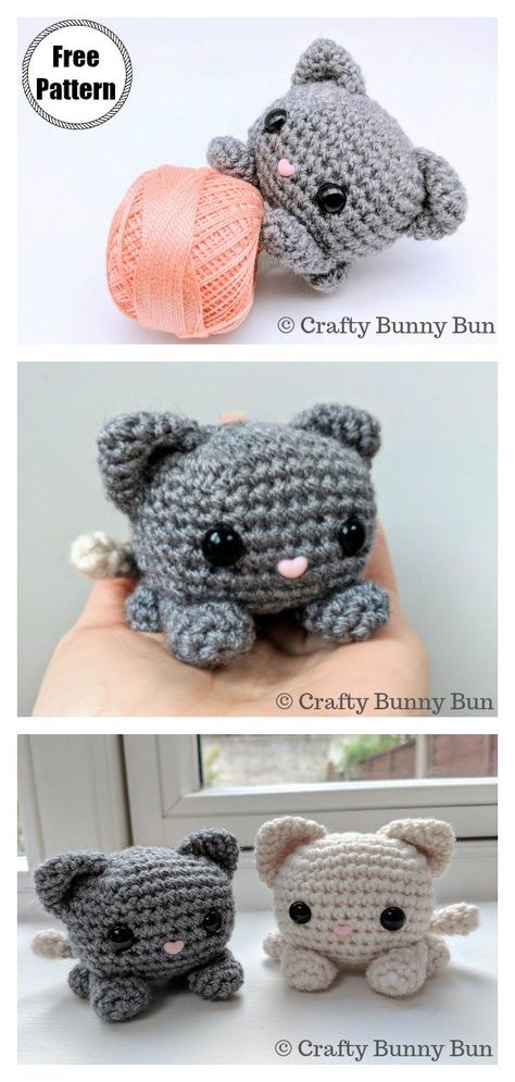 Kat Haken, Crochet Cat Pattern, Cat Amigurumi, Pola Amigurumi, Crochet Amigurumi Free, Crochet Animal Patterns, Diy Crochet Projects, Crochet Cat, Amigurumi Free