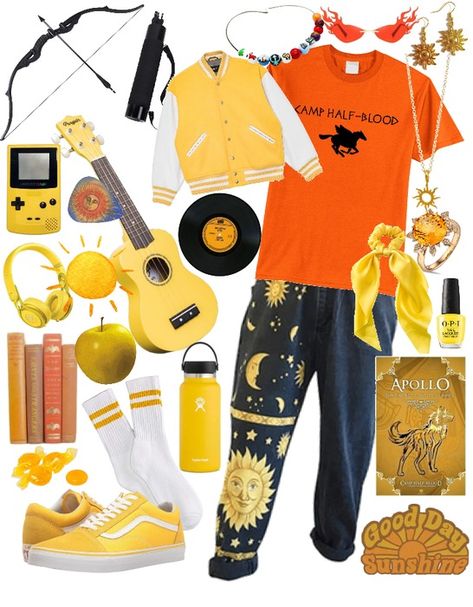 son of apollo Outfit | ShopLook Son Of Apollo Outfit, Apollo Outfit, Camp Half Blood Necklace, Son Of Apollo, Olivia Outfits, Sun Cartoon, Jeans Png, Cabin Outfit, Apollo Aesthetic