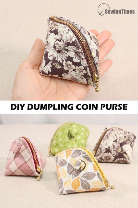 Coin Purses Diy Easy, Sewing Coin Purse Pattern, Change Purse Diy, Easy Sew Purse, Fabric Coin Purse Diy Free Pattern, Handmade Coin Purse, Easy Coin Purse Tutorial, Diy Change Purse, Dumpling Bag Pattern