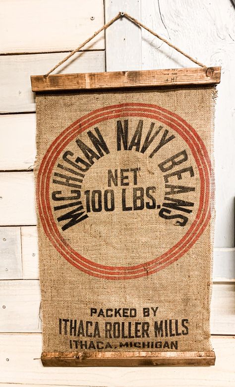 Coffee Bag Crafts, Coffee Bean Sacks, Burlap Coffee Bags, Coffee Bean Bags, Potato Sack, Coffee Sacks, Vintage Burlap, Burlap Projects, Burlap Decor