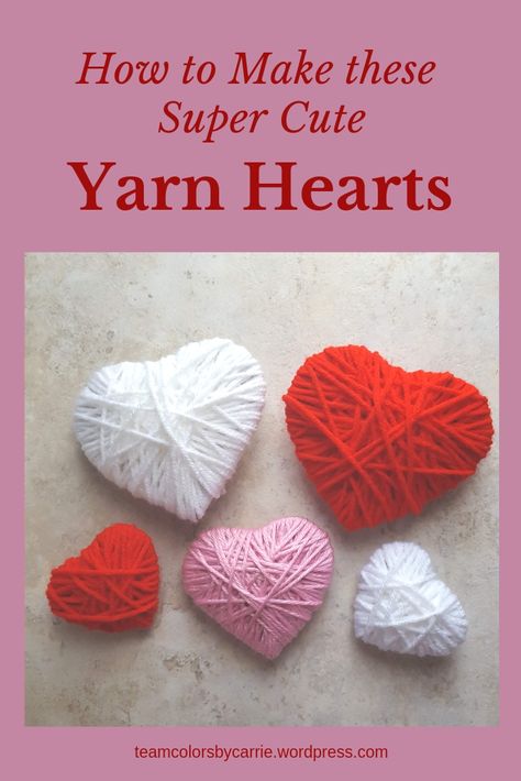 Yarn Hearts, Friend Valentine Gifts, Easy Valentine Crafts, Valentine's Day Crafts For Kids, Valentine Crafts For Kids, Valentines Day Activities, Diy Valentines Crafts, Heart Crafts, Crafts For Kids To Make