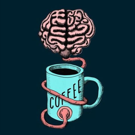 Brain Illustration, Coffee Artwork, Coffee Cup Art, Coffee Wallpaper, Coffee Illustration, Art Tumblr, Coffee Poster, Cup Art, Coffee Photography