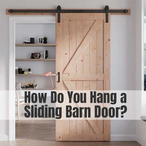 how do you hang a sliding barn door Hanging Barn Doors, Bedroom Closet Doors, Barn Door Locks, Barn Door Installation, Sliding Door Track, Barn Door Kit, Barn Door Track, Barn Door Handles, Door Track