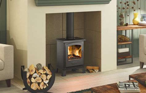 Uk Farmhouse, Electric Stove Fire, Double Sided Stove, Stoves For Sale, Fireplaces Ideas, Wall Mounted Electric Fires, Boiler Stoves, Cast Iron Door, Fireplace Suites