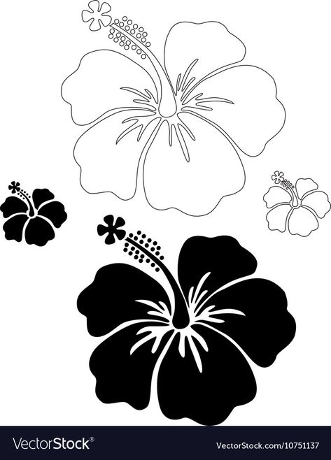 Hibiscus silhouettes Royalty Free Vector Image Hibiscus Flower Svg Free, Hibiscus Vector, Sanji Art, Hibiscus Image, Hibiscus Drawing, Cricut Flowers, Flamingo Vector, Flower Stencils, Calla Lily Flowers