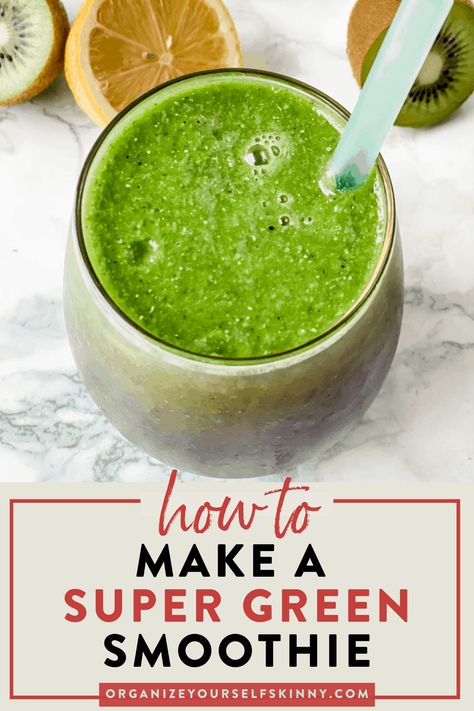 Super Green Smoothie Healing Smoothie, Super Green Smoothie, Super Healthy Smoothies, Sweet Smoothies, Super Smoothies, Creamy Smoothies, Healthy Green Smoothies, Smoothie Drink Recipes, Organic Fruits And Vegetables