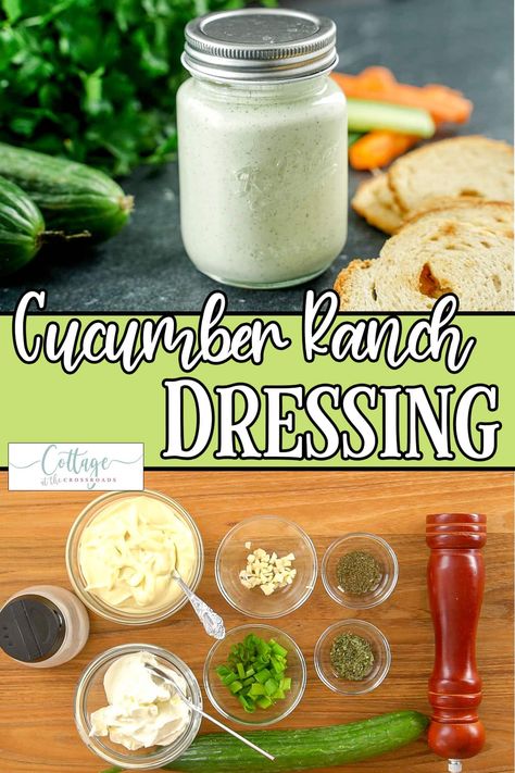 Cucumber Ranch Dressing Recipes, Side Sauces, Cucumber Ranch Dressing, Cucumber Ranch, Ranch Salad Dressing Recipes, Cucumber Salad Dressing, Cucumber Dressing, Homemade Dressings, Man Recipes