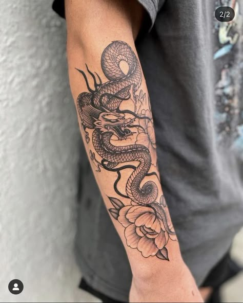 Dragon Tattoo Forearm, Dragon Tattoo Arm, Dragon Tattoos For Men, Dragon Sleeve Tattoos, Cool Arm Tattoos, Wicked Tattoos, Forarm Tattoos, Dragon Tattoo Designs, Small Tattoos For Guys