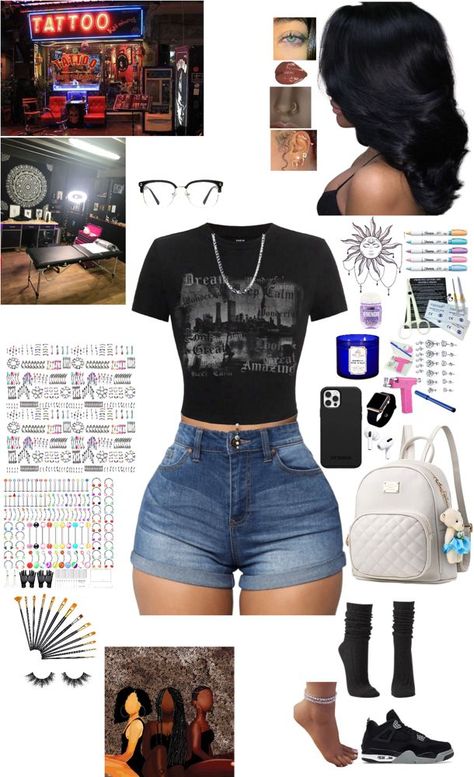 Cute Outfits Summer Black Women Baddie, Baddie Short Outfits, Baddie Summer Fits Black Women, Summer Baddie Outfits Casual Shorts, Cute Summer Outfits Baddie, Shuffles Outfits Baddie, Baddie Outfits Casual Black Women, Pretty Little Thing Outfits Baddie, Baddie Summer Outfits Black Women