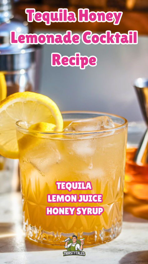 "Discover the refreshing Tequila Honey Lemonade Cocktail Recipe, a perfect  blend of sweet and tangy flavors. This delightful drink combines the  smoothness of tequila with the natural sweetness of honey and zesty lemon,  making it an ideal choice for warm days. Perfect for summer gatherings,  this cocktail is one of the Most Popular Cocktails to try. Explore more  Cocktail Recipes Tequila and elevate your drink game with this  easy-to-make recipe!" Winter Vodka Cocktails, Winter Drinks Alcoholic, Easy Winter Cocktails, Tequila Drinks Recipes, Lemonade Cocktail Recipe, Xmas Cocktails, Cocktail Recipes Tequila, Easy Holiday Cocktails, Honey Lemonade