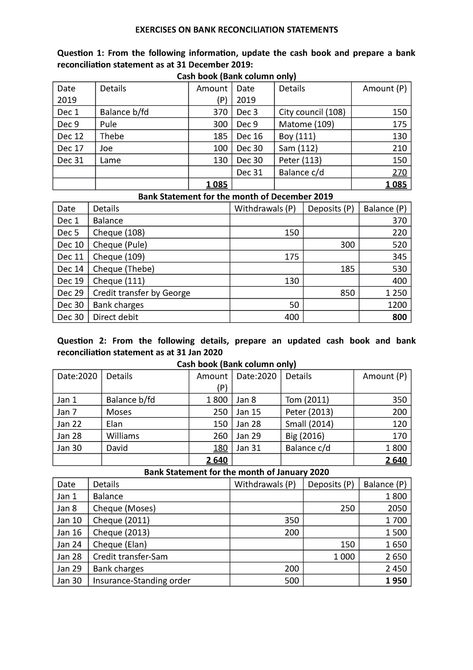 BANK Reconciliation Statement Questions AND Answers JUNE 2020 - EXERCISES ON BANK RECONCILIATION - Studocu Bank Reconciliation Statement, Bank Reconciliation, High School Books, March Month, Test Questions, Book Add, Reading Material, Questions And Answers, Question And Answer