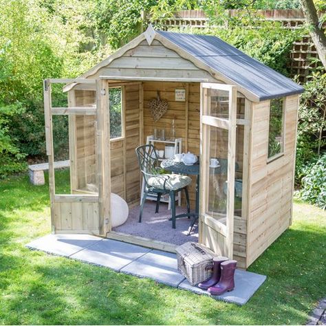 Small Summer House, Forest Gardens, Wooden Shed, Summer House Garden, Wooden Sheds, Metal Shed, Forest Garden, She Sheds, Garden Buildings