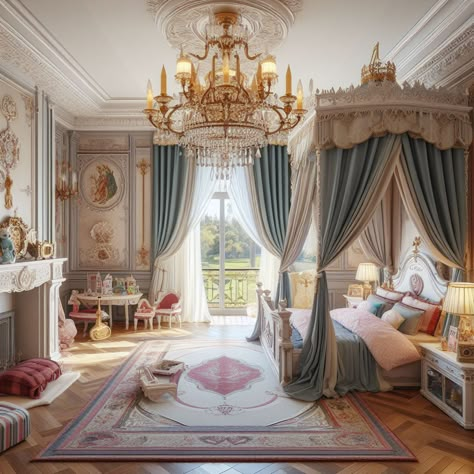 Castle Guest Bedroom, Grand Bedroom Luxury, Royal Vintage Bedroom, Princess Dorm Room, Castle Rooms Bedrooms, Princess Room Royal, Royal Bedroom Princesses, Castle Bedrooms, Palace Bedroom