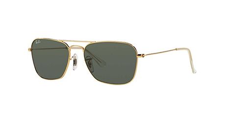 Ray-Ban Mens Caravan Sunglasses (RB3136 58) Gold Shiny/Green Metal - Non-Polarized - 58mm Cuba Gooding Jr, Ray Ban Caravan, Grey Mirror, Crystal Green, Gray Mirror, Green Lenses, Men Sunglasses, Sunglass Hut, Rectangular Sunglasses