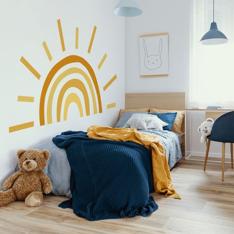 Large Sun Wall Decal Sunshine Baby Shower Half Sun Wall - Etsy Noah Nursery, Sun Decal, Cali House, Half Sun, Large Wall Decals, Montessori Room, Kids Playroom Decor, Playroom Wall Decor, Kids Bedroom Inspiration