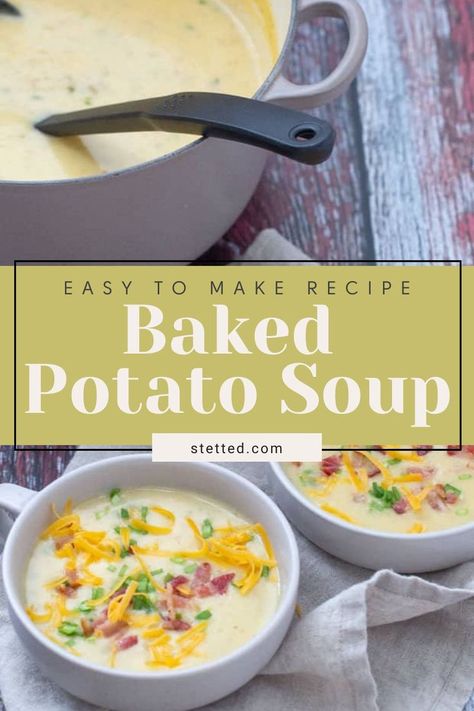 Warm up with a bowl of this creamy Baked Potato Soup! Perfect for cozy dinners, this easy and comforting soup is loaded with potatoes, cheese, and bacon. Ideal for meal prep or a hearty lunch. Easy Baked Potato Soup Recipe, Easy Baked Potato Soup, Baked Potato Soup Easy, Easy Yummy Breakfast, Easy Baked Potato, Baked Potato Soup Recipe, Loaded Baked Potato Soup, Baked Potato Soup, Loaded Baked Potatoes