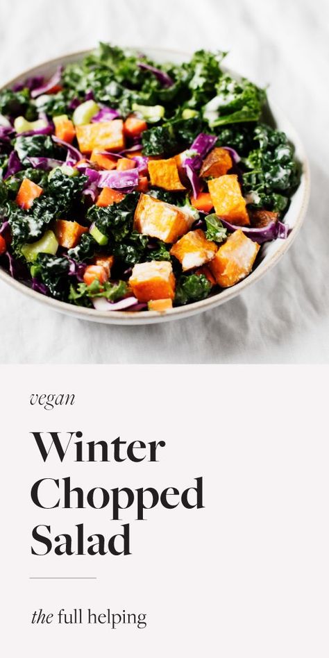 This vegan winter chopped salad is packed with color, texture, and good nutrition. It's topped with a creamy and delicious—but 100% dairy-free—plant-based peppercorn dressing. #vegan #vegetarian #glutenfree Salad With Pumpkin Seeds, Peppercorn Dressing, Healthy Weekday Meals, Winter Vegan Recipes, Sesame Noodle Salad, Dairy Free Dressing, Sesame Noodle, Vegan Winter Recipes, Tuna Macaroni Salad