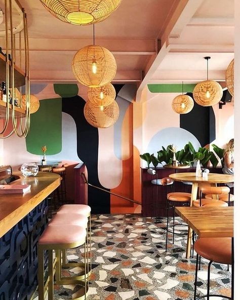 11 Gorgeous Restaurants That Embody Pantone’s 2019 Color of the Year Funky Industrial Interior Design, Funky Shop Interiors, Funky Restaurant Design, Funky Cafe, Funky Restaurant, Funky Food, Small Restaurant Design, Architecture Restaurant, Caribbean Restaurant