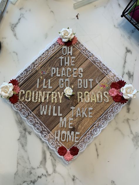 Country Themed Grad Caps, Cow Themed Graduation Cap, Country Music Graduation Cap, Cowboy Graduation Cap, Graduation Party Ideas Country, Cowgirl Graduation Cap, Country Grad Cap Ideas, Grad Cap Ideas Western, Hs Graduation Cap Ideas