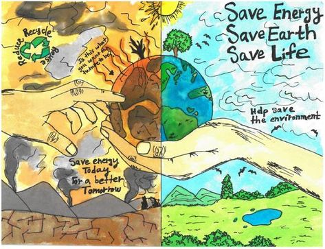 Energy Conservation Poster, Save Environment Posters, Save Energy Poster, Save Earth Posters, Save Earth Drawing, Save Water Poster Drawing, Save Water Poster, Earth Drawing, Earth Day Drawing