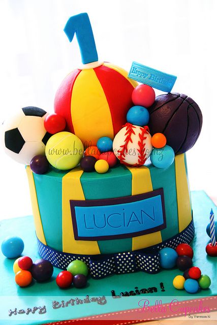 Made for little Lucian who celebrated his 1st birthday and is absolutely crazy for balls Bouncy Ball Birthday, Ball Theme Birthday, Ball Theme Party, Sports Themed Cakes, 2nd Birthday Party For Boys, Cake Pop Decorating, Ball Birthday Parties, Sport Cakes, 2 Birthday Cake