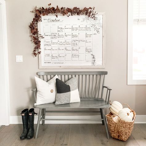 Big White Board, White Board Calendar, Nina Williams, Home Command Center, White Console Table, Mudroom Entryway, Mudroom Laundry Room, Welcome To My House, Bench Ideas