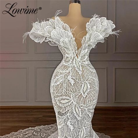 Luxury Mermaid Wedding Dresses Dubai Muslim Lace Feather Bridal Gowns Vestidos De Novia 2021 Couture Mermaid Wedding Gown Bride _ - AliExpress Mobile Structured Dresses, Wedding Dress Sleeveless, Classy Wedding Dress, Afrikaanse Mode, Fancy Wedding Dresses, Wedding Gowns Mermaid, Glamour Dress, Dream Wedding Ideas Dresses, Elegant Bride