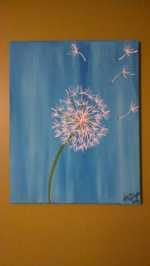 Dandelion painting easy Dandelion Paintings Easy, Dandelion Easy Painting, Dandelion Painting Acrylic Easy, Wish Painting, Dandelion Flower Painting, Dandelion Acrylic Painting, Dandelion Art Painting, Dandelion Painting Acrylic, Dandelion Canvas Painting