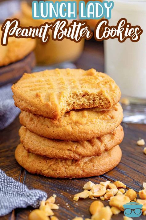 Lunch Lady Peanut Butter Cookies - The Country Cook Soft Peanut Butter Cookies, Cafeteria Food, Classic Peanut Butter Cookies, The Recipe Critic, Recipe Critic, Country Cook, Lunch Lady, Peanut Butter Cookie Recipe, Peanut Butter Chips