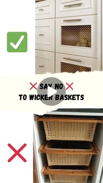 Under Cabinet Produce Storage, Kitchen Baskets Drawers, Wicker Basket In Kitchen, Interior Facts, Kichan Farnichar Design, Wicker Basket Kitchen, Drawer Organization Kitchen, Mesh Drawers, Wicker Basket Drawers