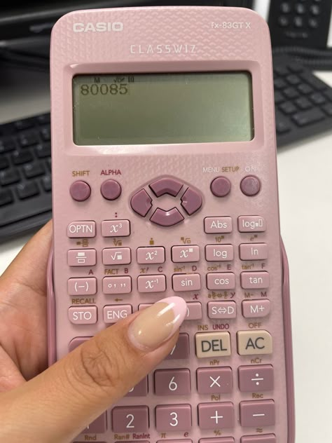 Pink Chemistry Aesthetic, Casio Calculator Aesthetic, Coquette Calculator, Pink Calculator Aesthetic, Pink Calculator, Casio Calculator, College Vision Board, Stylish School Bags, Cute Stationary School Supplies